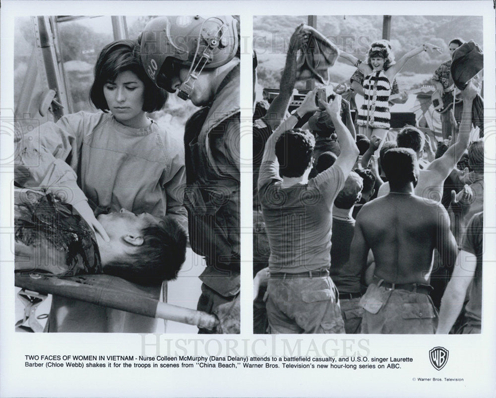 Press Photo Dana Delany Actress Chloe Webb Troop Scene China Beach Drama Series - Historic Images