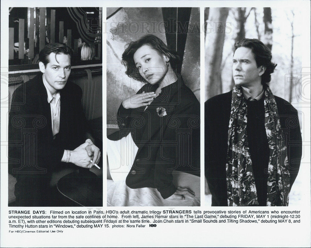 Press Photo James Remar Joan Chen And Timothy Hutton On HBO Series Strange Days - Historic Images