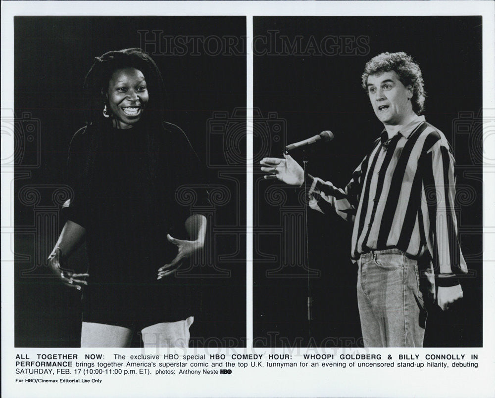 Press Photo Actor Billy Connolly and Actress Whoopi Goldberg. - Historic Images
