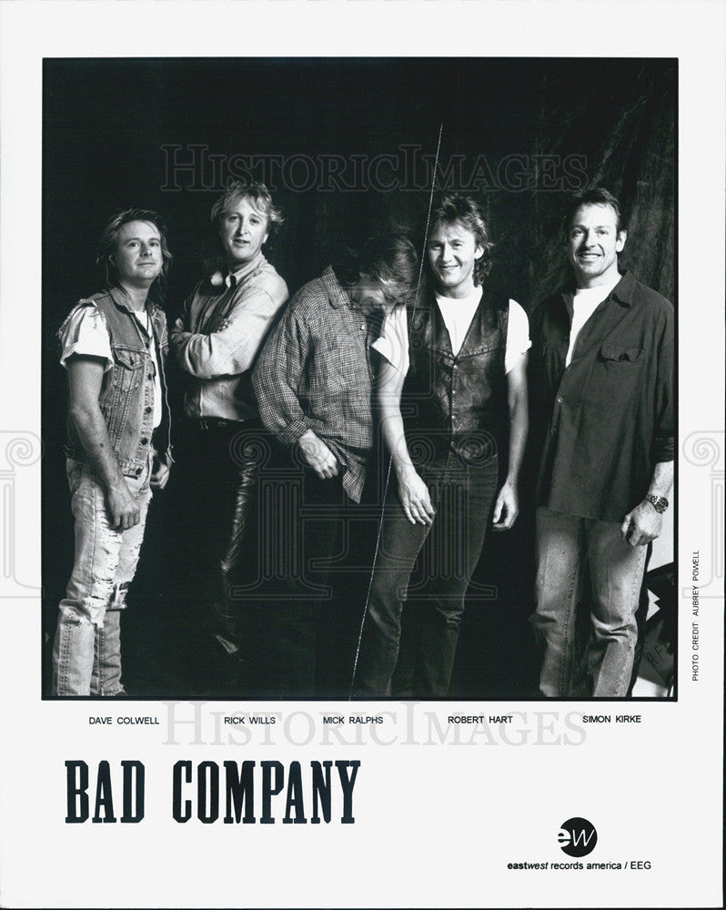 Press Photo &quot;Bad Company&quot; rock band, Dave Colwell, Rick Wills, Mick Ralphs, - Historic Images