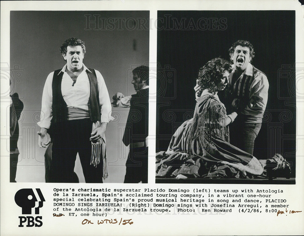 1986 Press Photo Placido Domingo And Josefina Arregui In PBS TV Opera Special - Historic Images