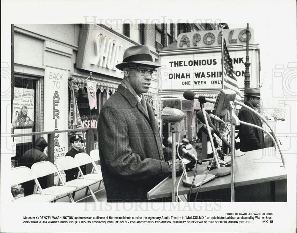 1992 Press Photo Denzel Washington in a scene from the film, Malcolm X - Historic Images