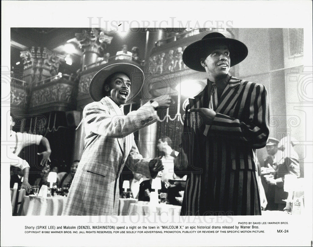 1992 Press Photo Spike Lee and Denzel Washington in a scene from Malcolm X - Historic Images