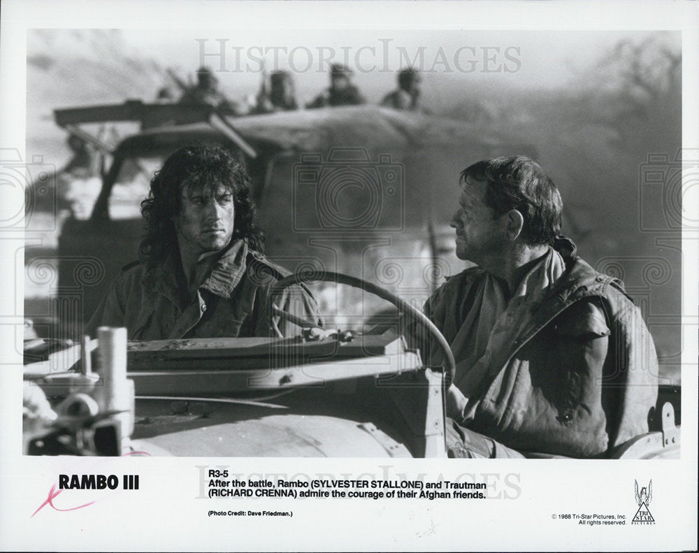 Sylvester Stallone & Richard Crenna in a scene from Rambo III 1988 ...