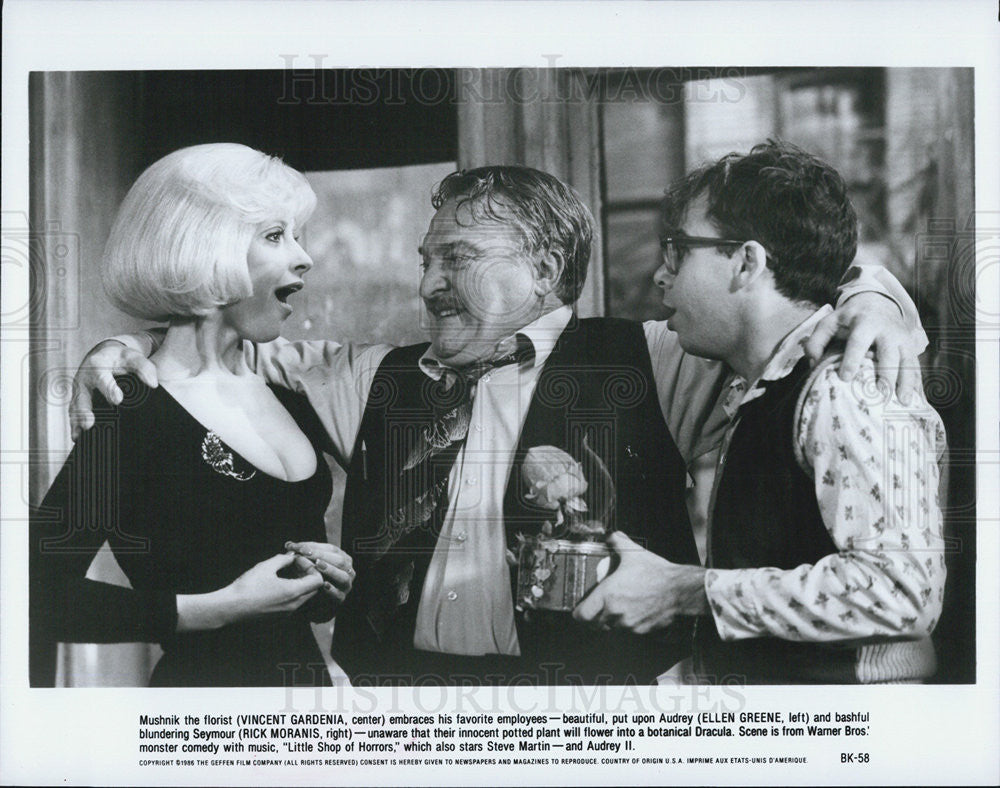 1986 Press Photo Gardenia, Greene And Moranis In "Little Shop Of Horrors" - Historic Images