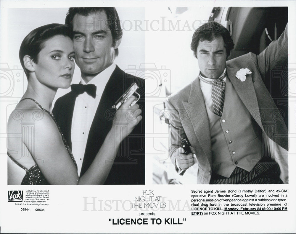 1993 Press Photo Timothy Dalton And Carey Lowell Star In &quot;Licence To Kill&quot; - Historic Images