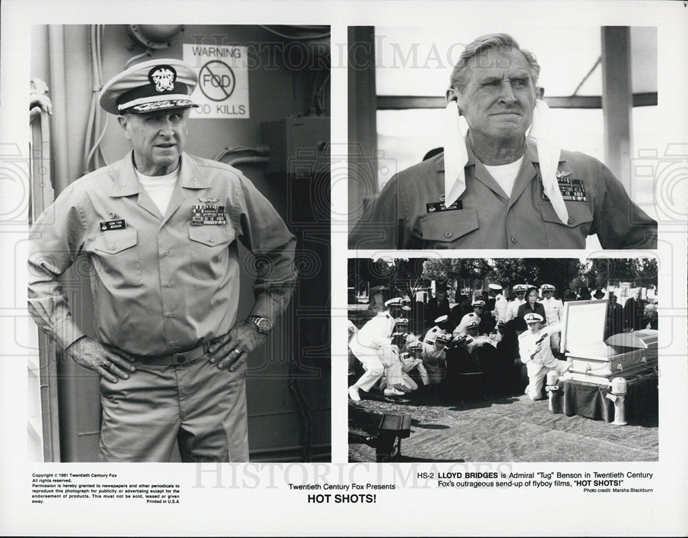 1991 Press Photo Lloyd Bridges Stars As Admiral &quot;Tug&quot; Benson In &quot;Hot Shots!&quot; - Historic Images