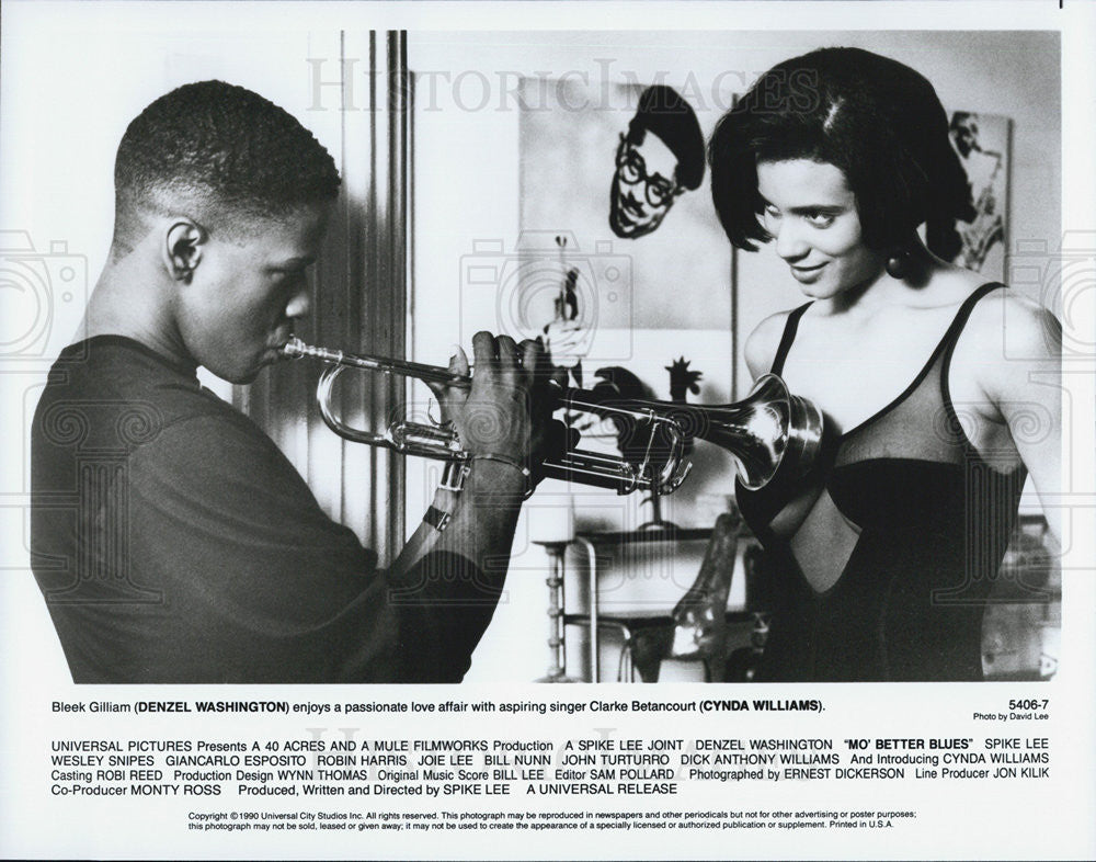 1990 Press Photo Denzel Washington And Cynda Williams Star In &quot;Mo&#39; Better Blues&quot; - Historic Images