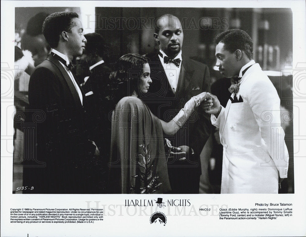 1989 Press Photo Eddie Murphy, Jasmine Guy And Tommy Ford In "Harlem Nights" - Historic Images
