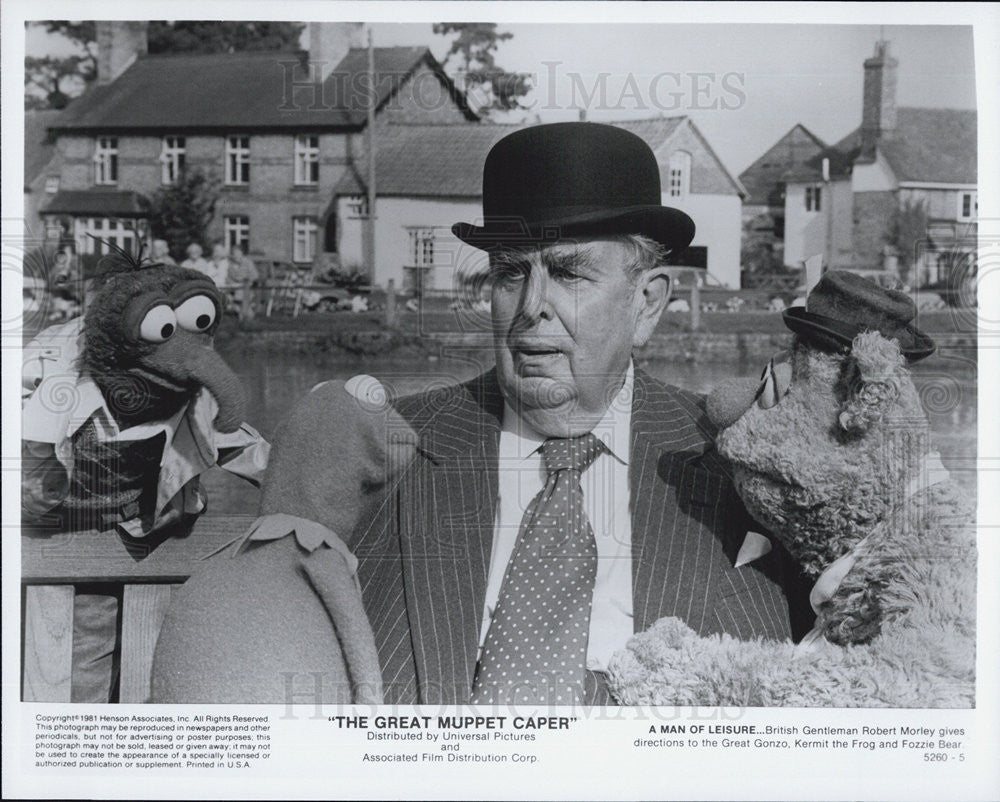 1981 Press Photo Robert Morley in &#39;The Great Muppet Caper&quot;. - Historic Images