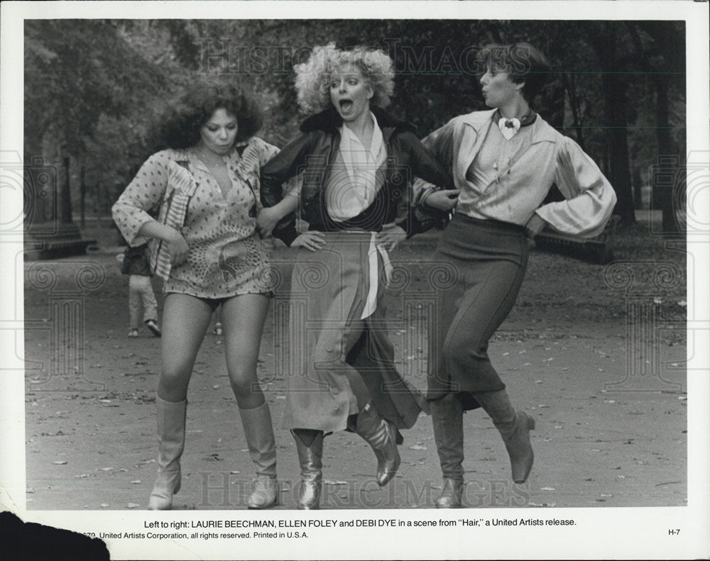 1979 Press Photo Laurie Beechman, Ellen Foley and Debi Dye in &quot;Hair&quot;. - Historic Images