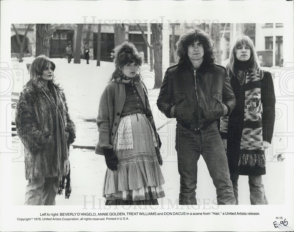 1979 Press Photo Beverly D&#39;Angelo,Annie Golden,Treat Williams,Don Dacus in &quot;Hair - Historic Images