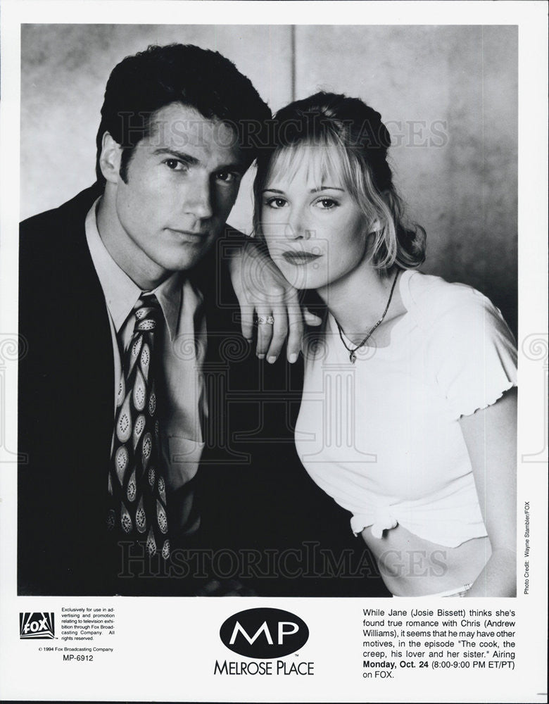 1994 Press Photo Actors Josie Bissett And Andrew Williams In &quot;Melrose Place&quot; - Historic Images