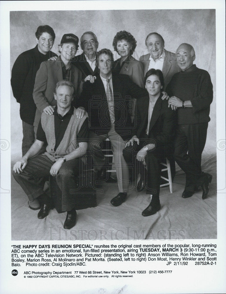 1992 Press Photo Original Cast Members &quot;The Happy Days Reunion Special&quot; - Historic Images