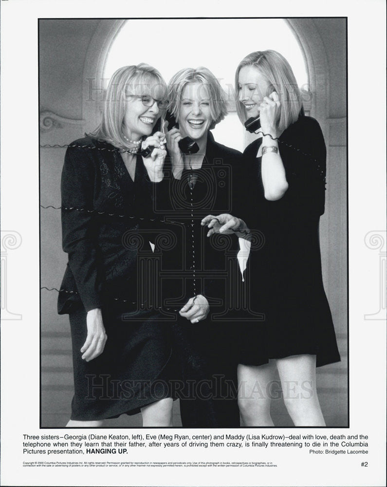 2000 Press Photo Diane Keaton, Meg Ryan And Lisa Kudrow In Movie &quot;Hanging Up&quot; - Historic Images