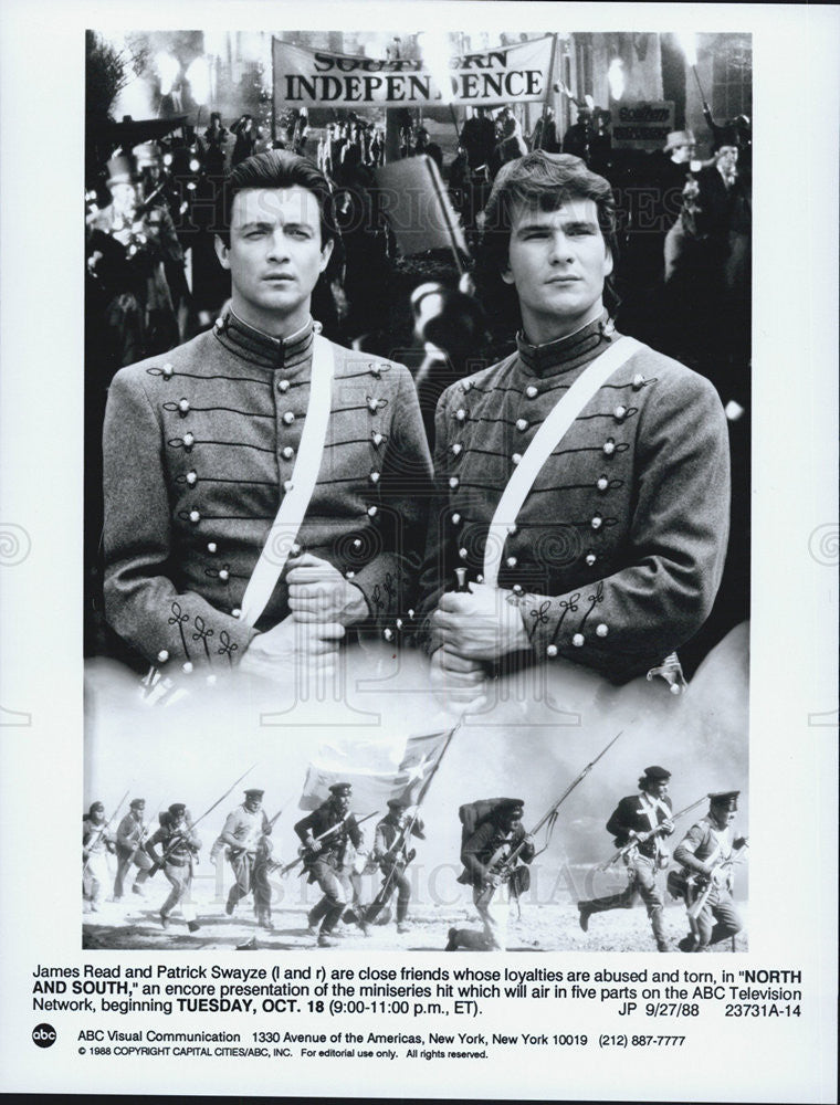 1988 Press Photo James Read And Patrick Swayze In "North And South" - Historic Images