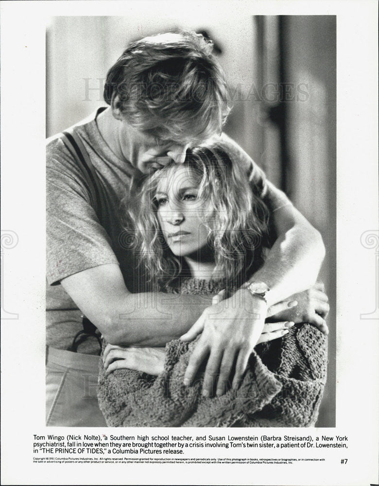 1991 Press Photo Actors Nick Nolte And Barbra Streisand In "The Prince Of Tides" - Historic Images