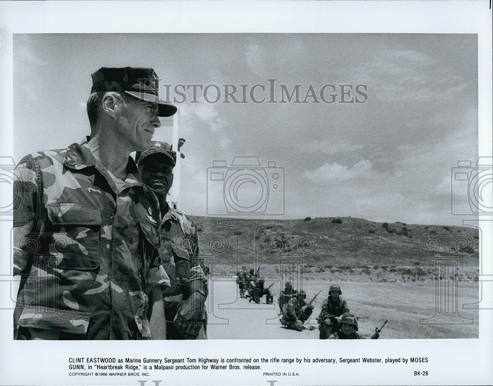 1986 Press Photo &quot;Heartbreak Ridge&quot; Clint Eastwood &amp; Moses gunn- Historic Images