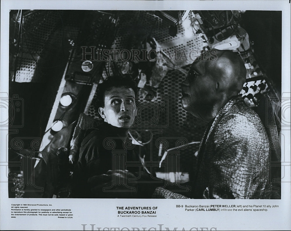 1984 Press Photo &quot;The Adventures of Buckaroo Banzai&quot; Peter Weller,Carl Lumbly- Historic Images