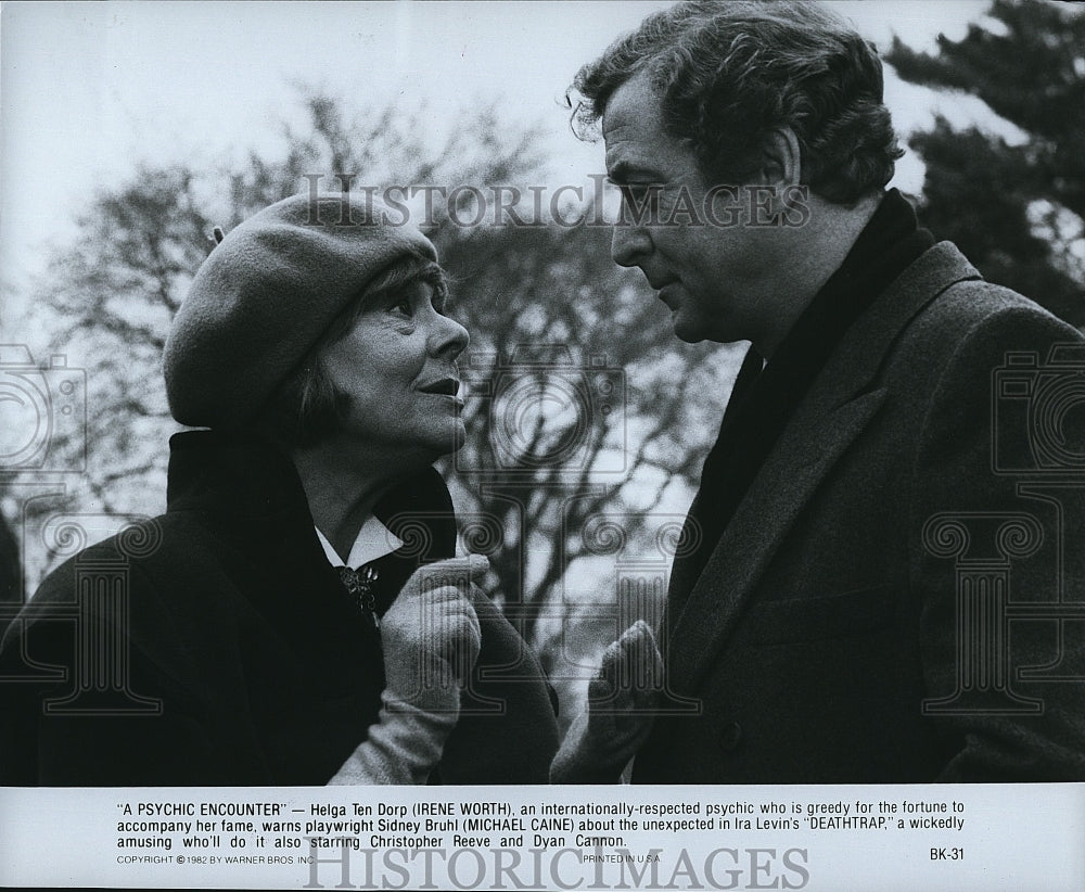 1982 Press Photo &quot;Death Trap&quot; Irene Worth &amp; Michael Caine- Historic Images