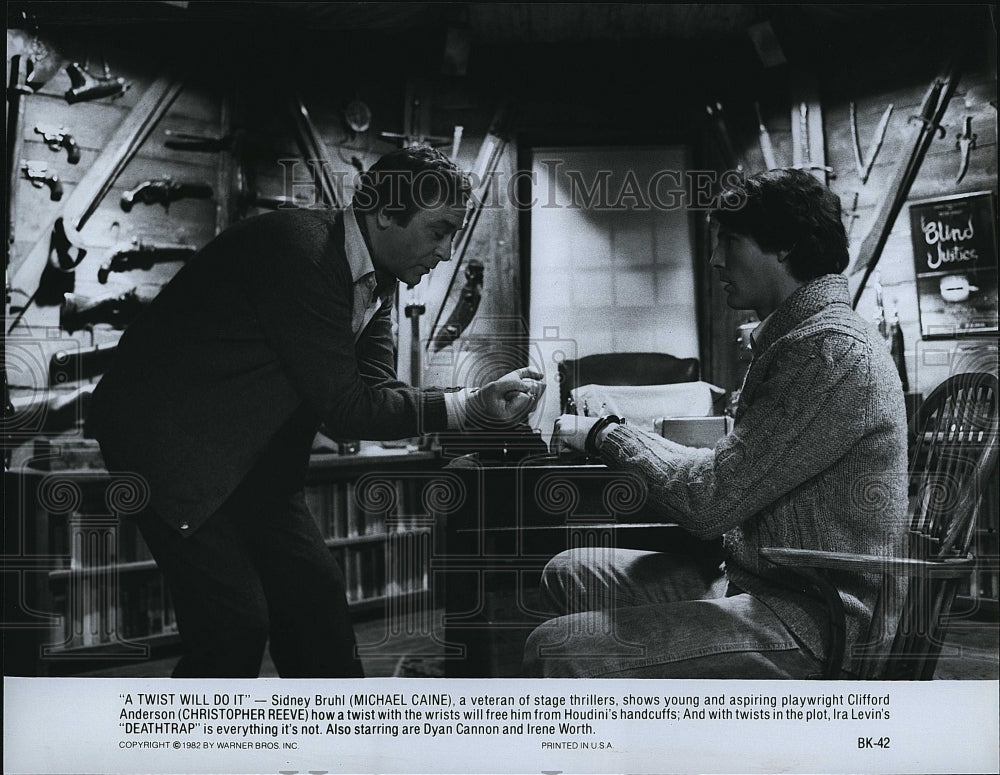 1982 Press Photo &quot;Death Trap&quot; Christopher Reeve &amp; Michael Caine- Historic Images