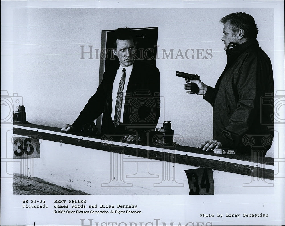 1987 Press Photo &quot;Best Seller&quot; starring James WWoods &amp; Brian Dennehy- Historic Images