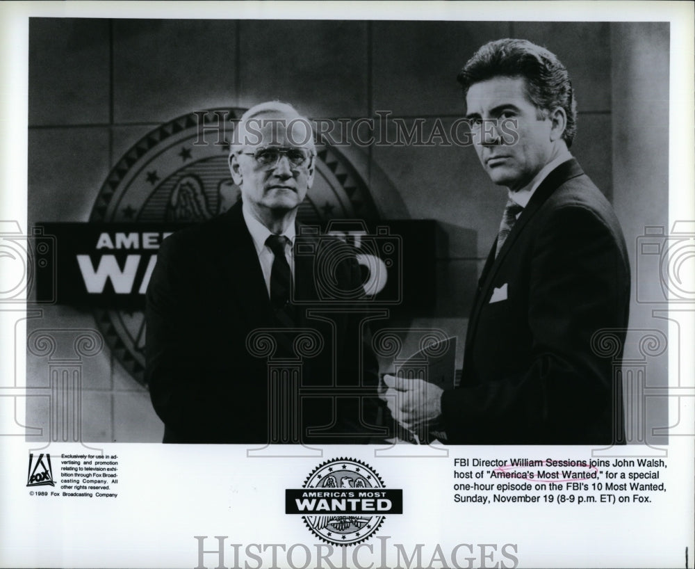 1989 Press Photo FBI director William Sessions w/ John Walsh- Historic Images