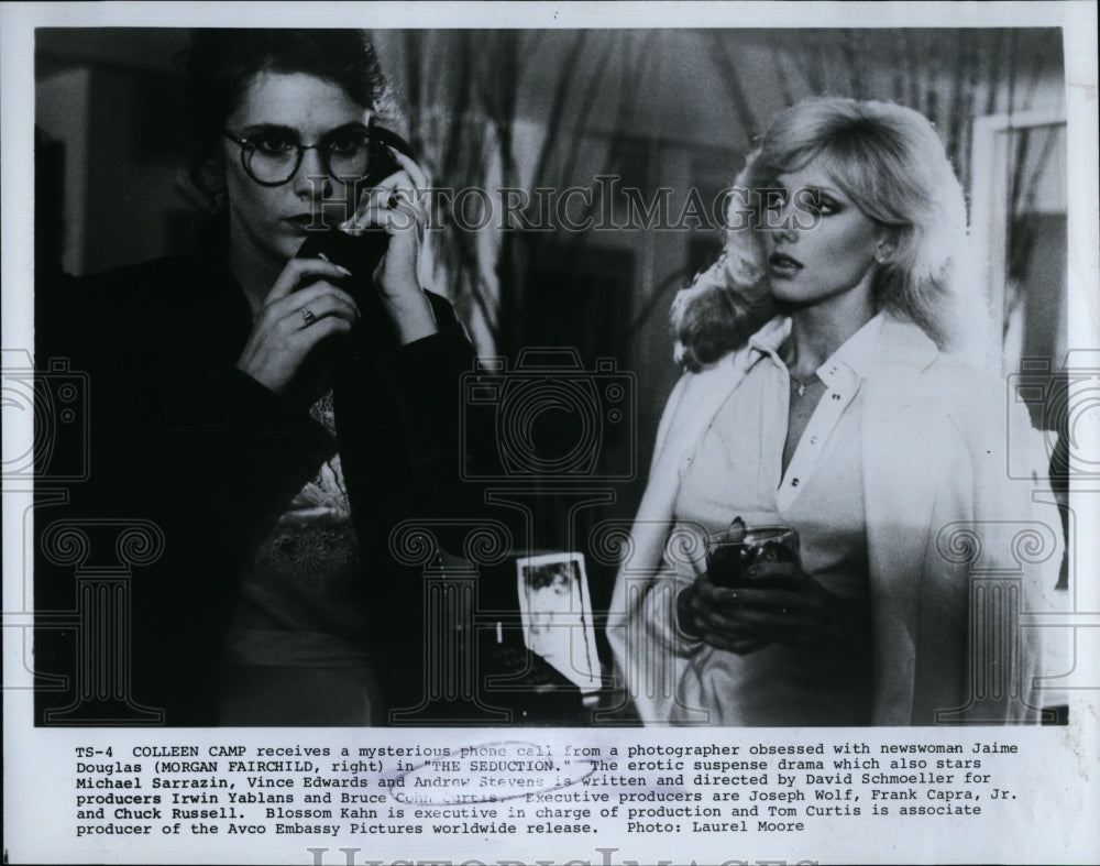 1982 Press Photo Morgan Fairchild Actress Colleen Camp Seduction Movie Film- Historic Images