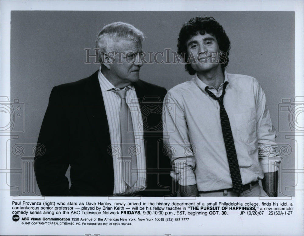 1987 Press Photo Paul Provenza &amp; Brian Keith Star In &quot;The Pursuit Of Happiness&quot;- Historic Images