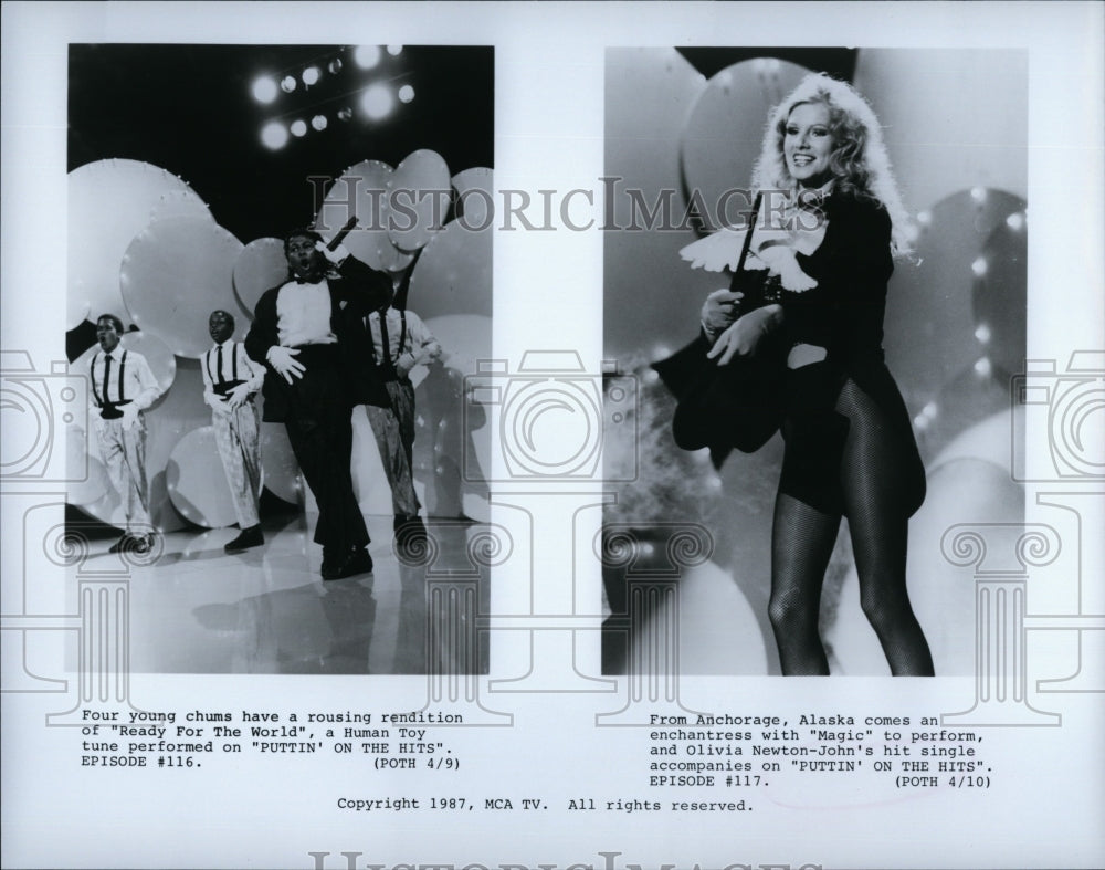 1987 Press Photo Olivia Newton-John in &quot;Puttin on the Hits&quot;.- Historic Images