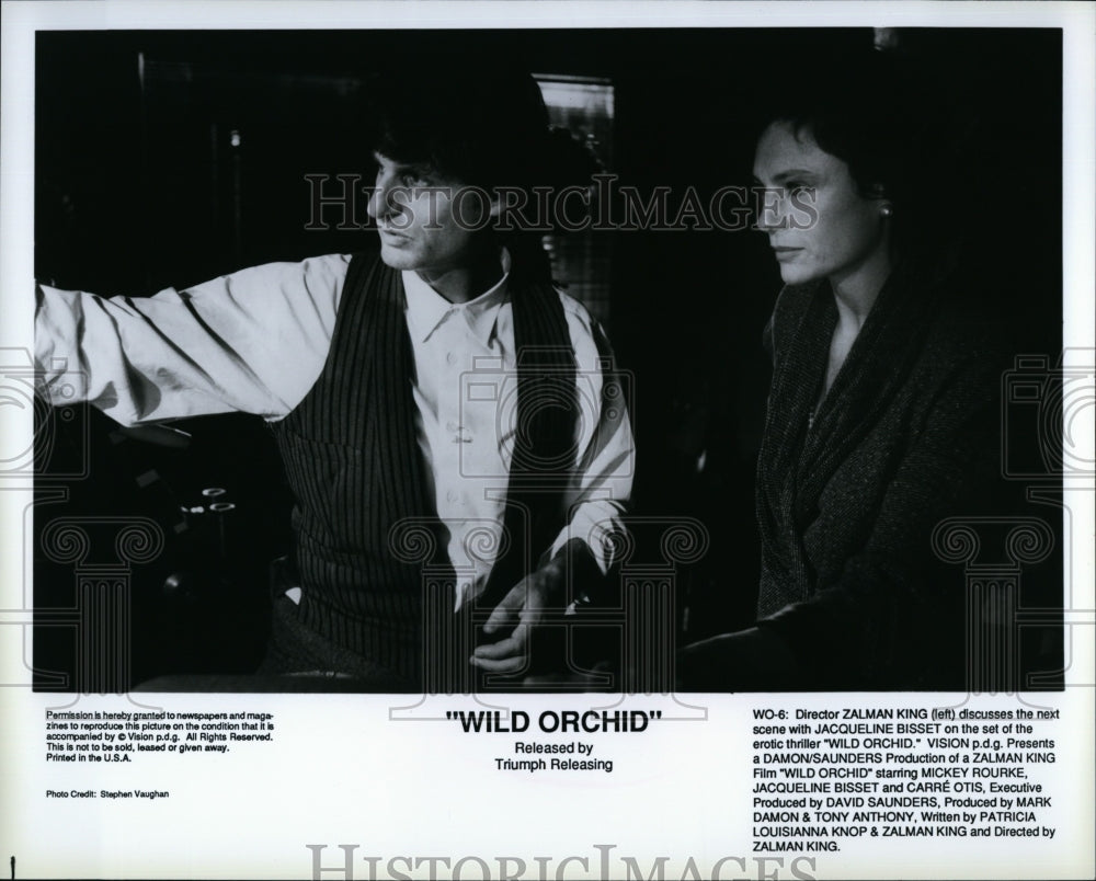 1989 Press Photo Director Zalman King, Jacqueline Bisset &quot;Wild Orchid&quot;- Historic Images