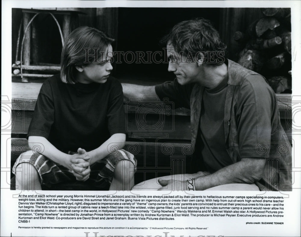 Press Photo Jonathan Jackson and Christopher Lloyd in "Camp Nowhere". - Historic Images