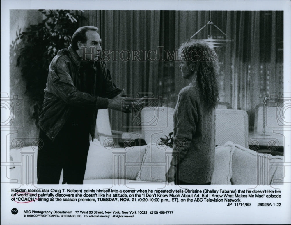 1989 Press Photo &quot;Coach&quot; , Craig T Nelson, Shelley Fabares- Historic Images