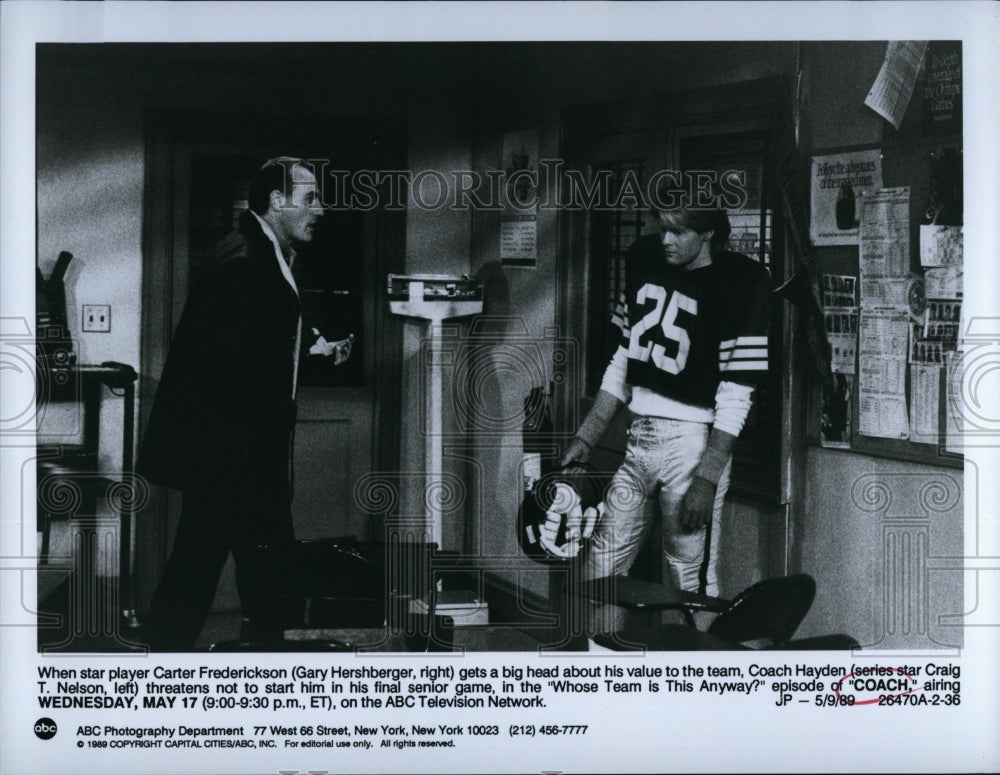 1989 Press Photo &quot;Coach&quot; , Craig T Nelson, Gary Hershberger- Historic Images