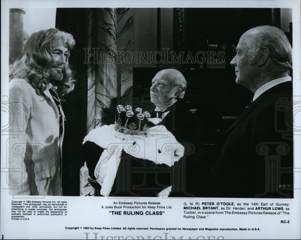 1983 Press Photo Peter O&#39;Toole, Michael Bryant, Arthur Lowe, &quot;The Ruling Class&quot;- Historic Images