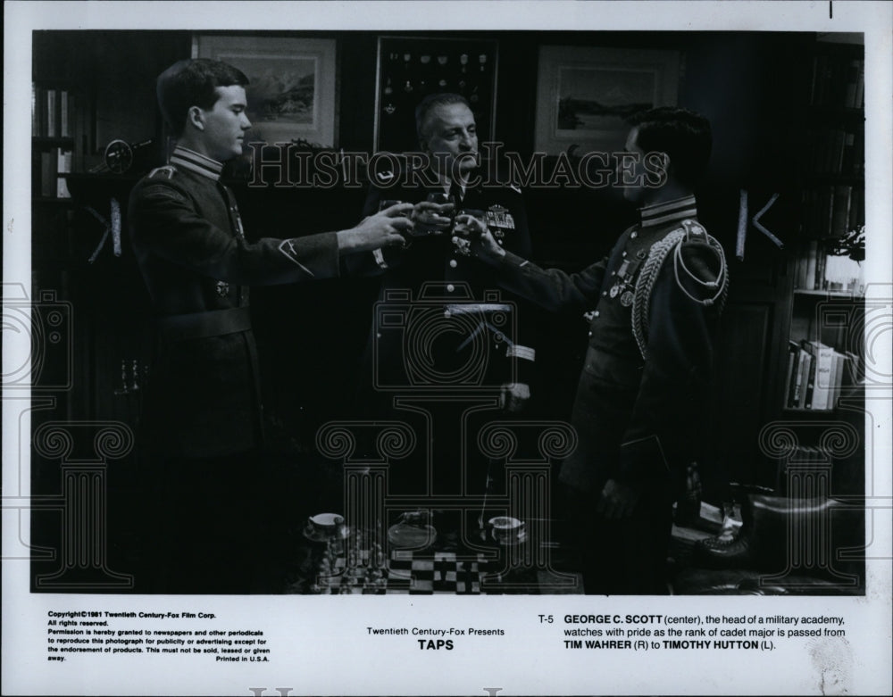 1981 Press Photo George C. Scott, Actor, Director Timothy Hutton, Tim Wahrer- Historic Images