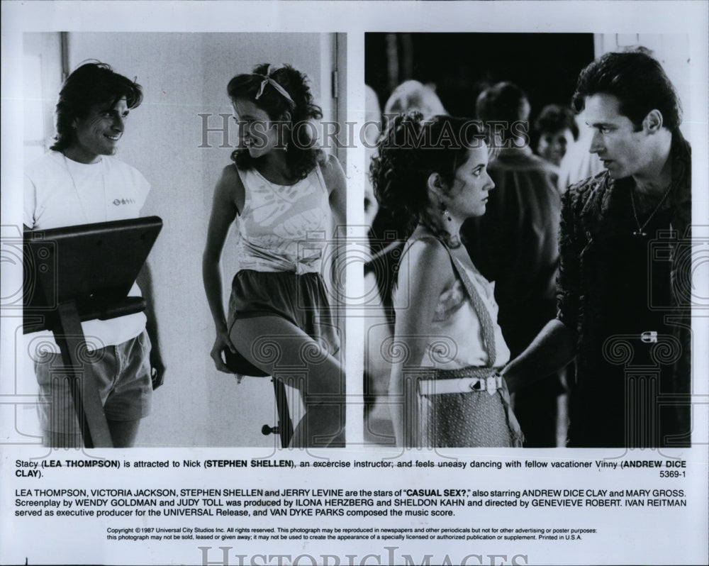 1987 Press Photo Lea Thompson Stephen Shellen Andrew Dice Clay in &quot;Casual Sex?&quot;- Historic Images