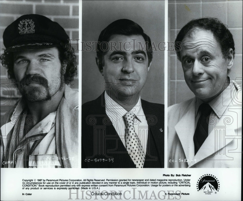 1987 Press Photo Critical Condition&quot; Randall Cobb,Joe Mantegna, Bob Dishy- Historic Images