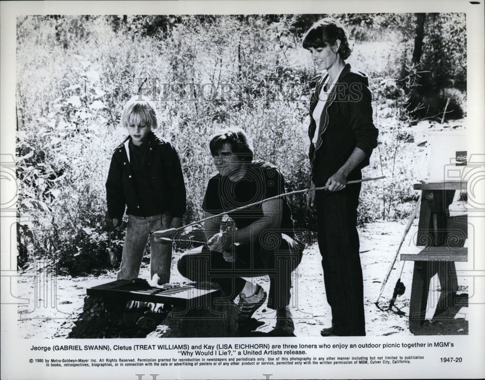 1980 Press Photo Gabriel Swann Treat Williams Lisa Eichhorn Why Would I Lie?- Historic Images