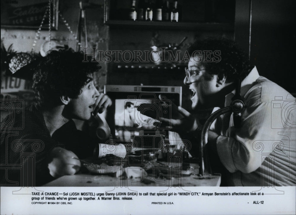 1984 Press Photo Josh Mostel and John Shea in &quot;Windy City&quot;.- Historic Images