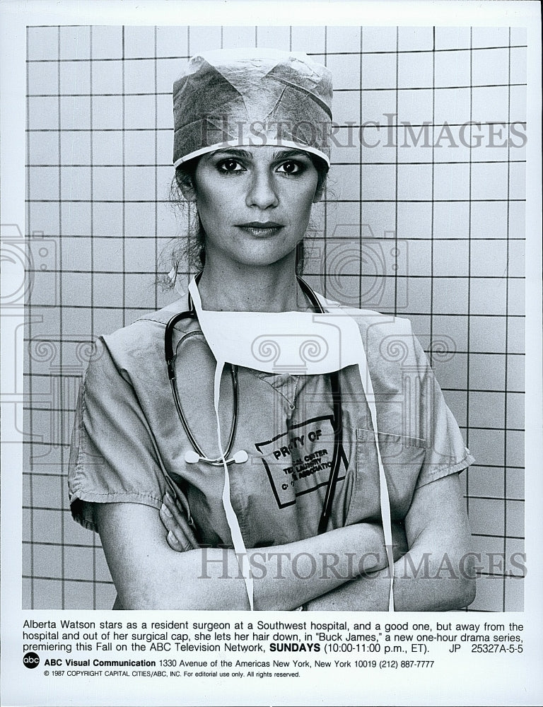 1987 Press Photo Alberta Watson as resident surgeon in &quot;Buck James&quot;.- Historic Images