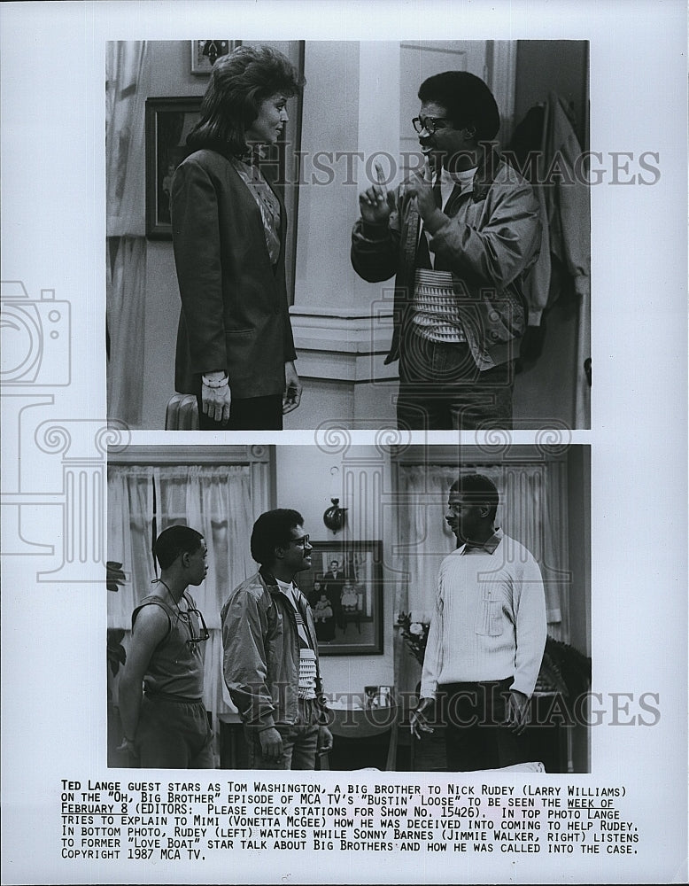 1987 Press Photo Ted Lange &amp; Larry Williams Star In &quot;Bustin Loose&quot;- Historic Images