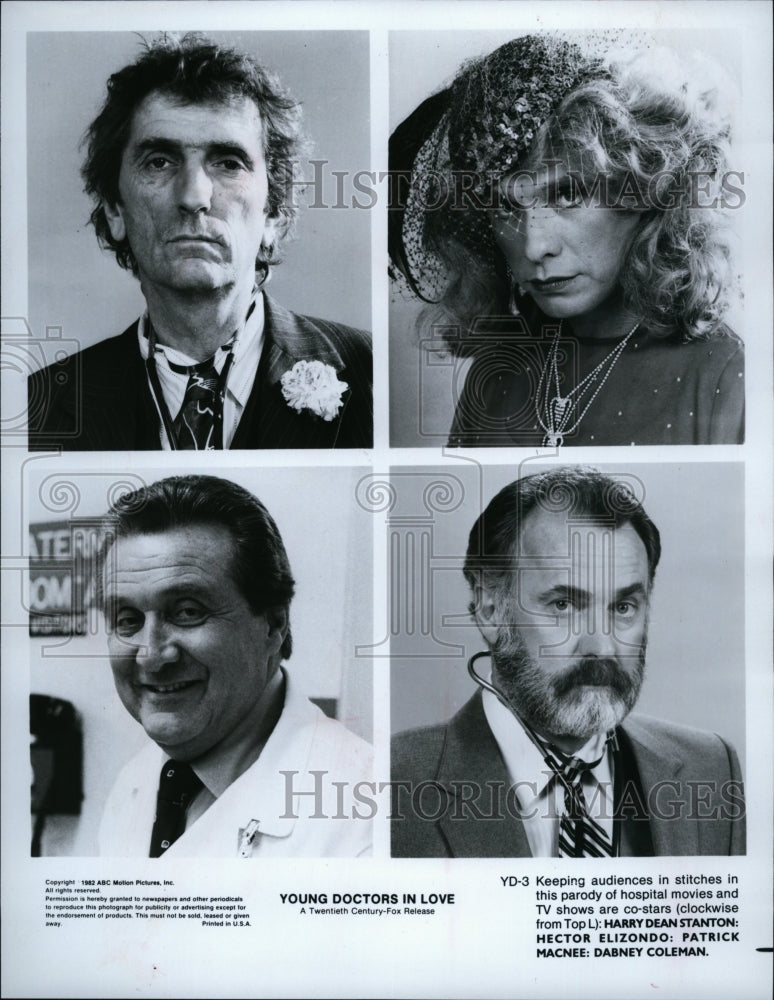 1982 Press Photo Actor Harry Dean Stanton,Hector Elizondo &amp; Patrick Macnee- Historic Images