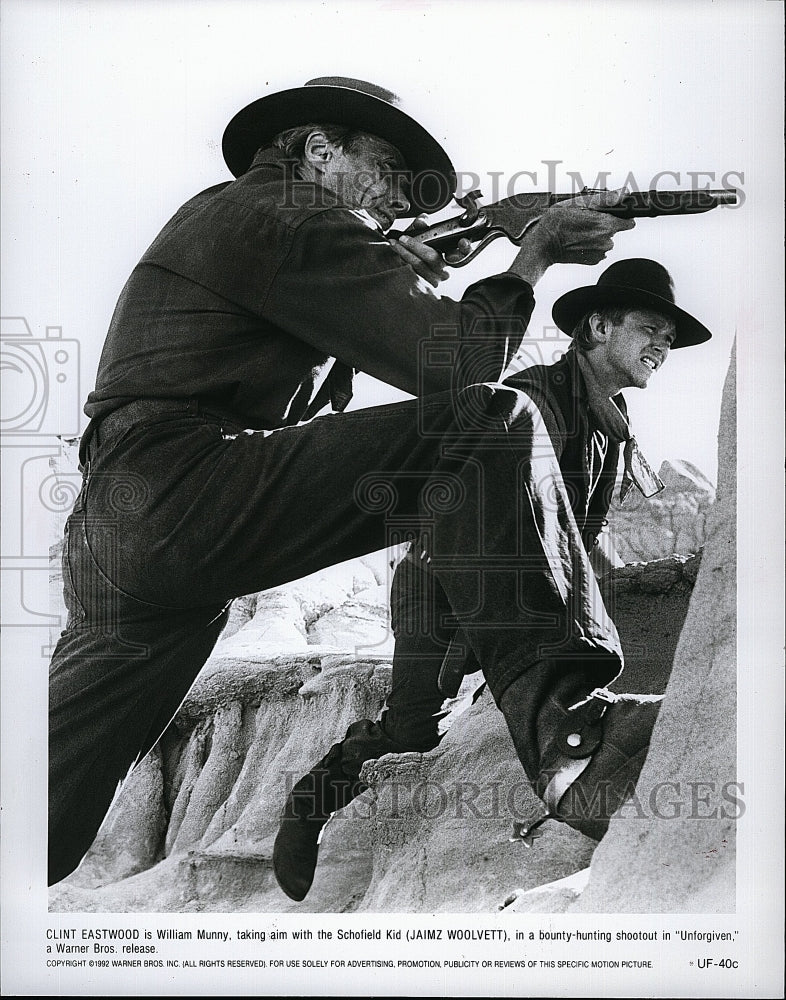 1992 Press Photo Clint Eastwood Actor Jaimz Woolvett Unforgiven Western Movie - Historic Images