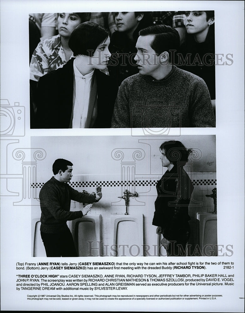 1987 Press Photo Anne Ryan Casey Siemaszko Richard Tyson Three O&#39;Clock High Film- Historic Images