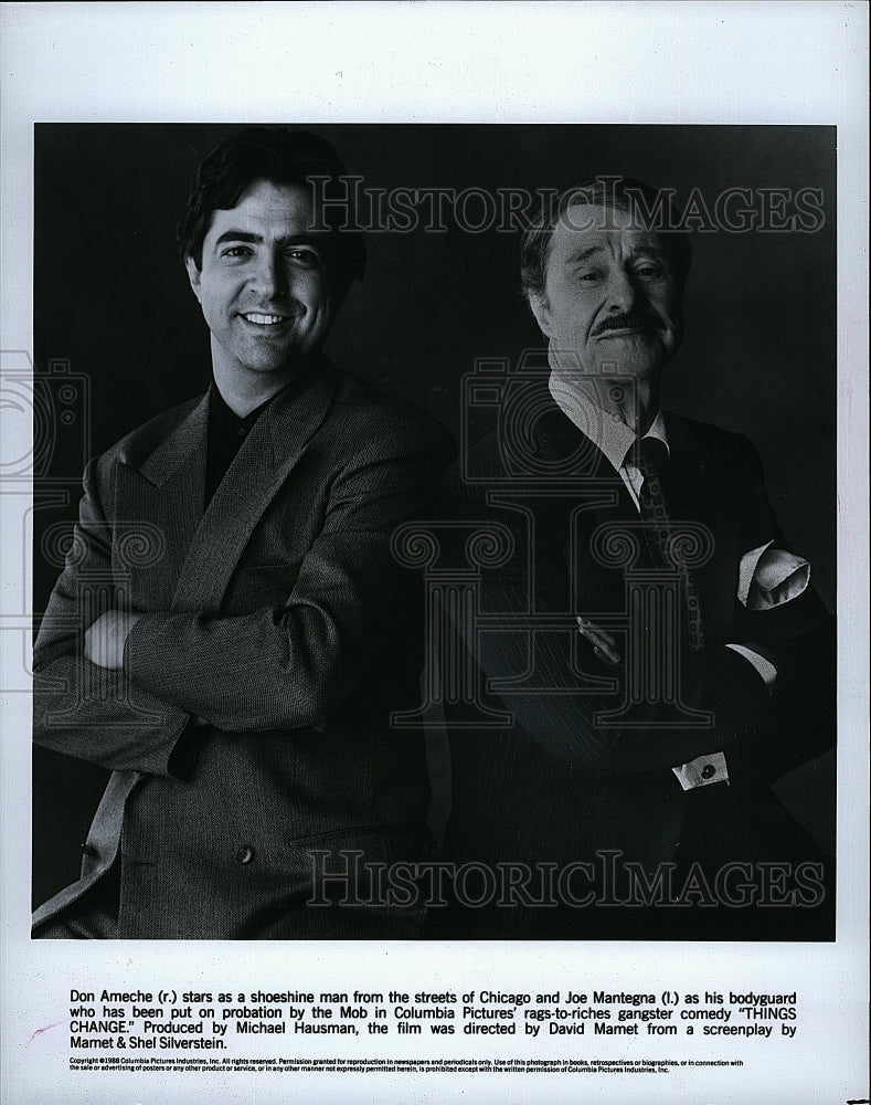 1988 Press Photo Don Ameche and Joe Mantegna in &quot;Things Change&quot;- Historic Images