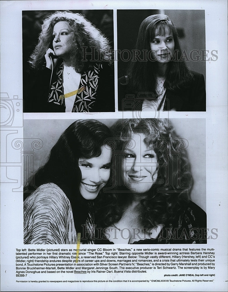 1989 Press Photo Bette Midler and CC Bloom in &quot;Beaches&quot;- Historic Images