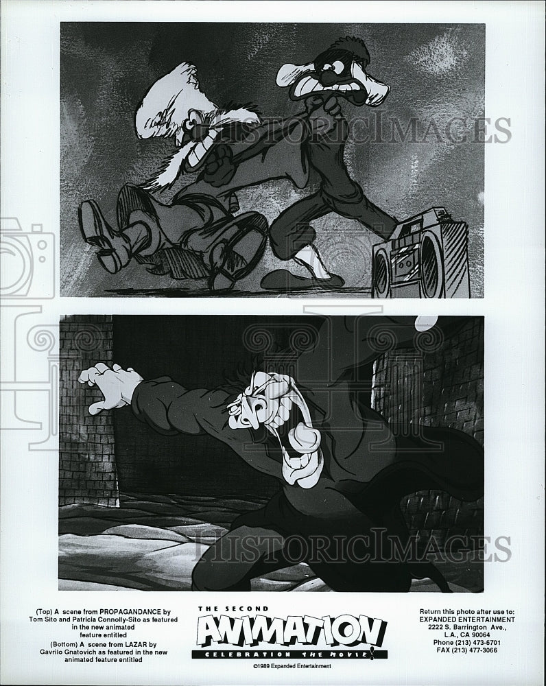 1989 Press Photo &quot;Propagandance&quot; &amp; &quot;Lazar&quot; Animations by Expanded Entertainment- Historic Images