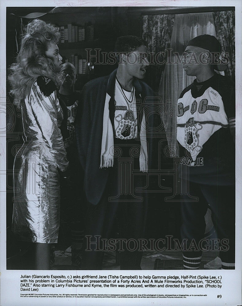 1987 Press Photo Giancarlo Esposito, Tisha Campbell, Spike Lee &quot;School Daze&quot;- Historic Images