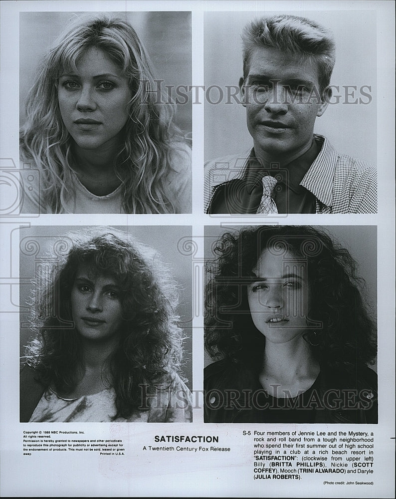 1988 Press Photo "Satisfaction" Britta Phillips, Julia Roberts, Scott Coffey- Historic Images